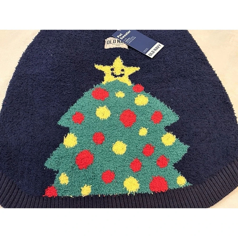 Old Navy Size Large Pet/ Dog Christmas Sweater Blue Christmas tree NEW‎